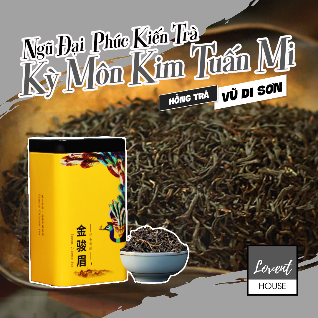 Kỳ Môn Hồng Trà Kim Tuấn Mi -Hộp thiết Khổng Tước 100g thơm mùi trái chín -Ngũ đại danh trà Phúc Kiến