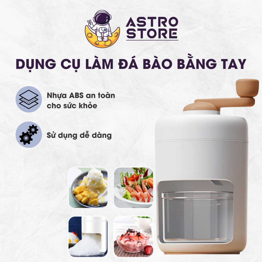 Máy bào đá mini, dụng cụ xay đá bào tuyết mini bằng tay đa năng, máy làm đá bào quay tay để bàn, lưỡi dao không gỉ 402
