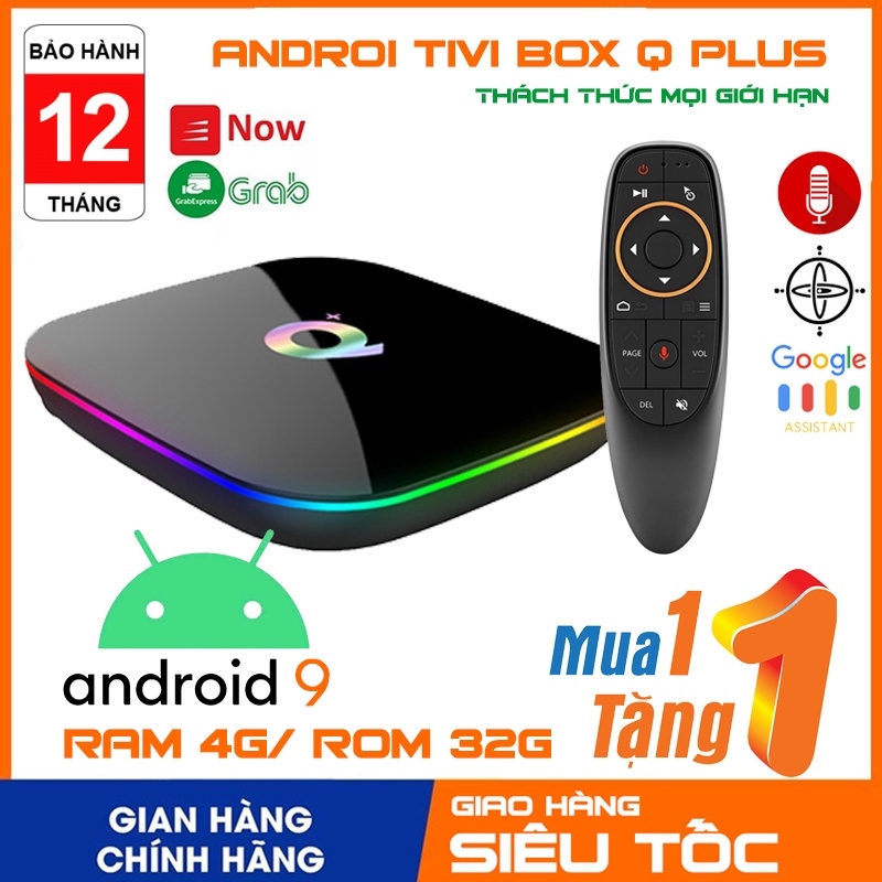 Android tivi box RAM 4G EnyBox Q bộ nhớ trong 32G android 9.0 hỗ trợ học online qua zoom microsoft team