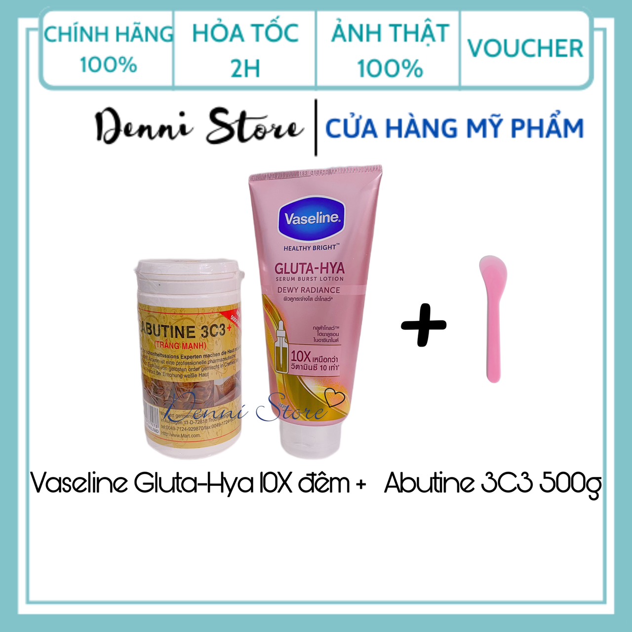 Combo kem kích trắng abutine 500g và vaseline ban đêm
