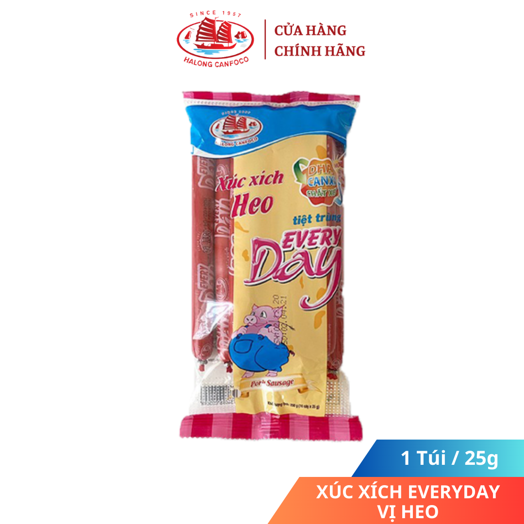 Xúc xích tiệt trùng Everyday vị Heo - 25g x 10 cây/túi
