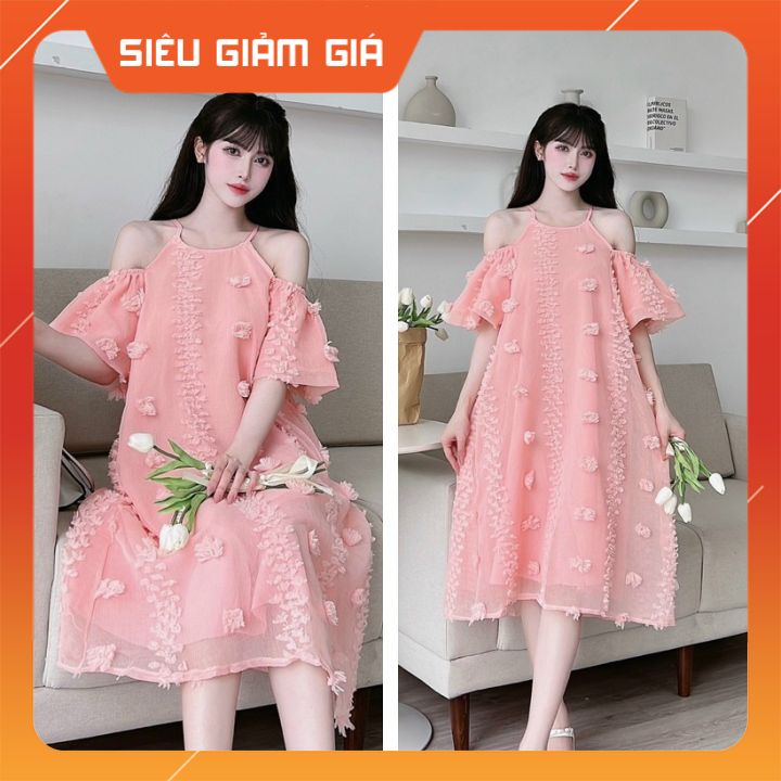 Váy bầu ,đầm bầu thời trang thiết kế nơ vai sát nách điệu đà trẻ trung free size