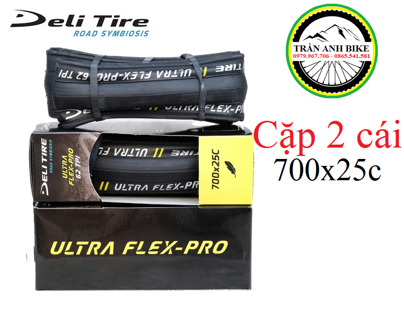 Cặp 2 cái vỏ lốp gấp xe đạp deli tire ultra flex-pro 700x25c