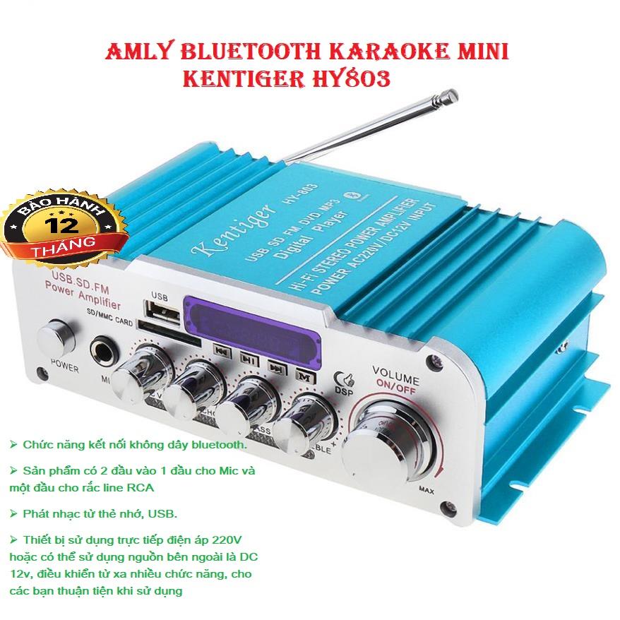 Amply 12V, Amply Karaoke, Amly mini Karaoke Kentiger HY 803 Cao Cấp Kết Nối Bluetooth Nhanh Chóng, Bass Chuẩn, Âm Thanh Hay, Bảo Hành Uy Tín.