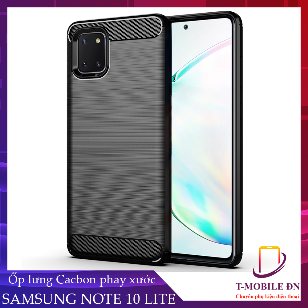 Ốp lưng Samsung Note 10 Lite silicone mềm Carbon phay xước chống sốc chống vân tay