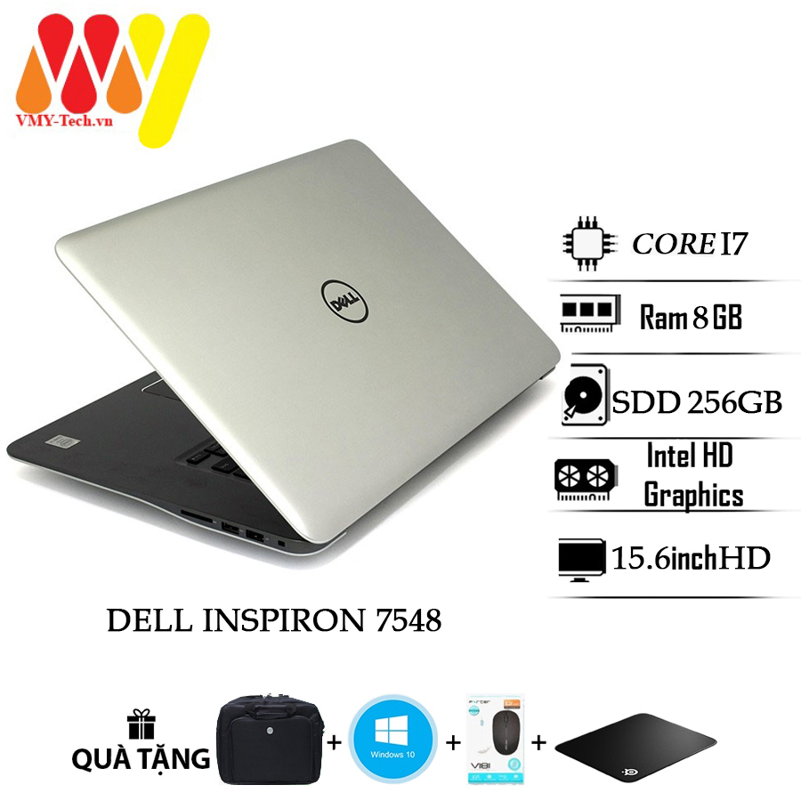 Laptop Dell Inspiron 7548 Core i7 giá tốt dành cho sinh viên, văn phòng, Ram 8gb, ổ cứng SSD 256gb, Màn hình 15.6inch HD, laptop zin lướt 99%