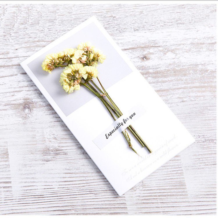 [1Pcs] Thiệp Hoa Khô Trang Trí Handmade Siêu Dễ Thương Cute Decorative Dried Flower Greeting Card Christmas Birthday Party Weeding Invitations