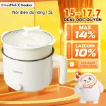 Nồi điện đa năng dung tích 1.5L Gaabor GR-N15A công suất 600W 2 mức nhiệt tặng kèm xửng hấp - Bảo hành 12 tháng 1 đổi 1