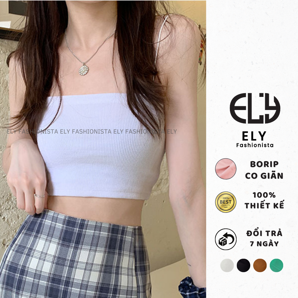 Áo hai dây nữ dáng ôm chất thun cotton borip co giãn tốt thoáng mát ELY223