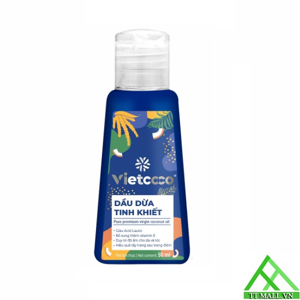 Dầu dừa tinh khiết vietcoco 50ml - dùng dưỡng tóc dưỡng da
