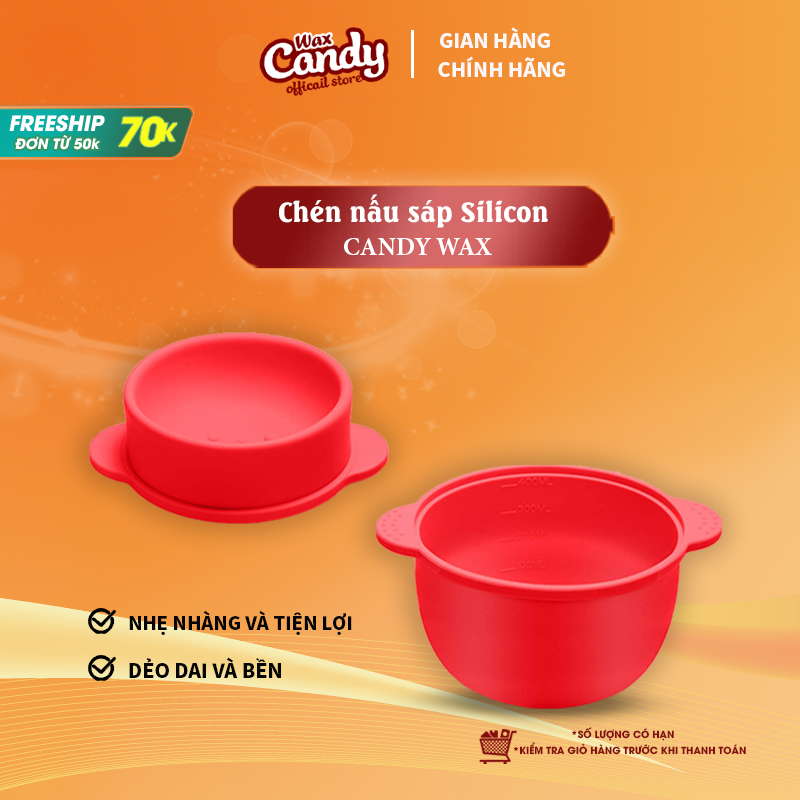 Chén nấu sáp wax lông silicon chống dính CandyWax Bát nấu sáp wax lông chuyên dụng WL02