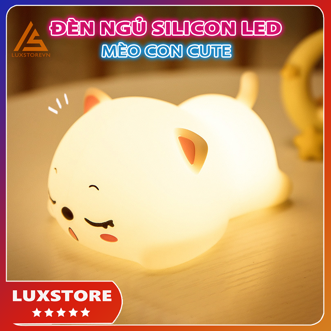Đèn Ngủ Silicone Mèo Con Cute, Đèn Ngủ Để Bàn Silicon Trang Trí Decor – Luxstore