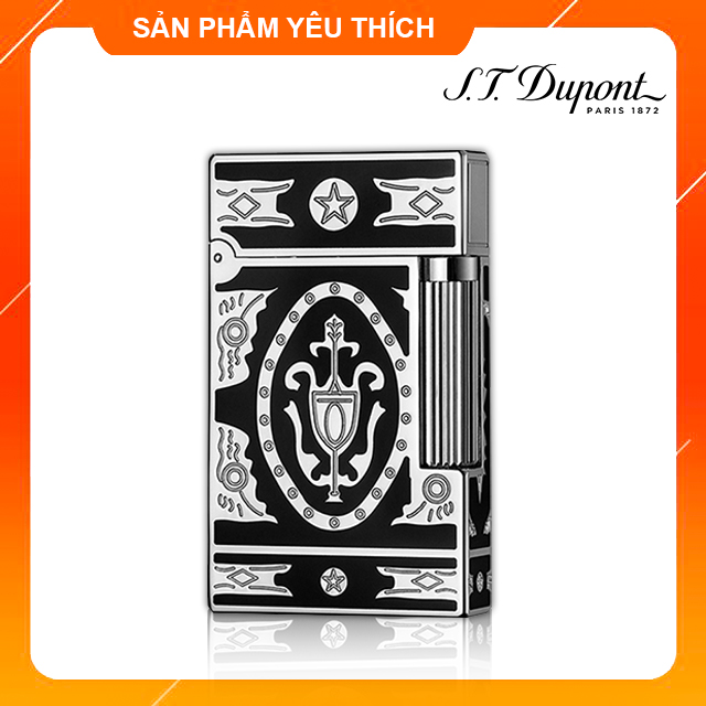 Vỏ Bật Lửa Hộp Quẹt Dupont D08T Họa Tiết Hoàng Gia Bạc Đen - Dùng Gas Đá Cao Cấp (KHÔNG XĂNG KHÔNG GAS)