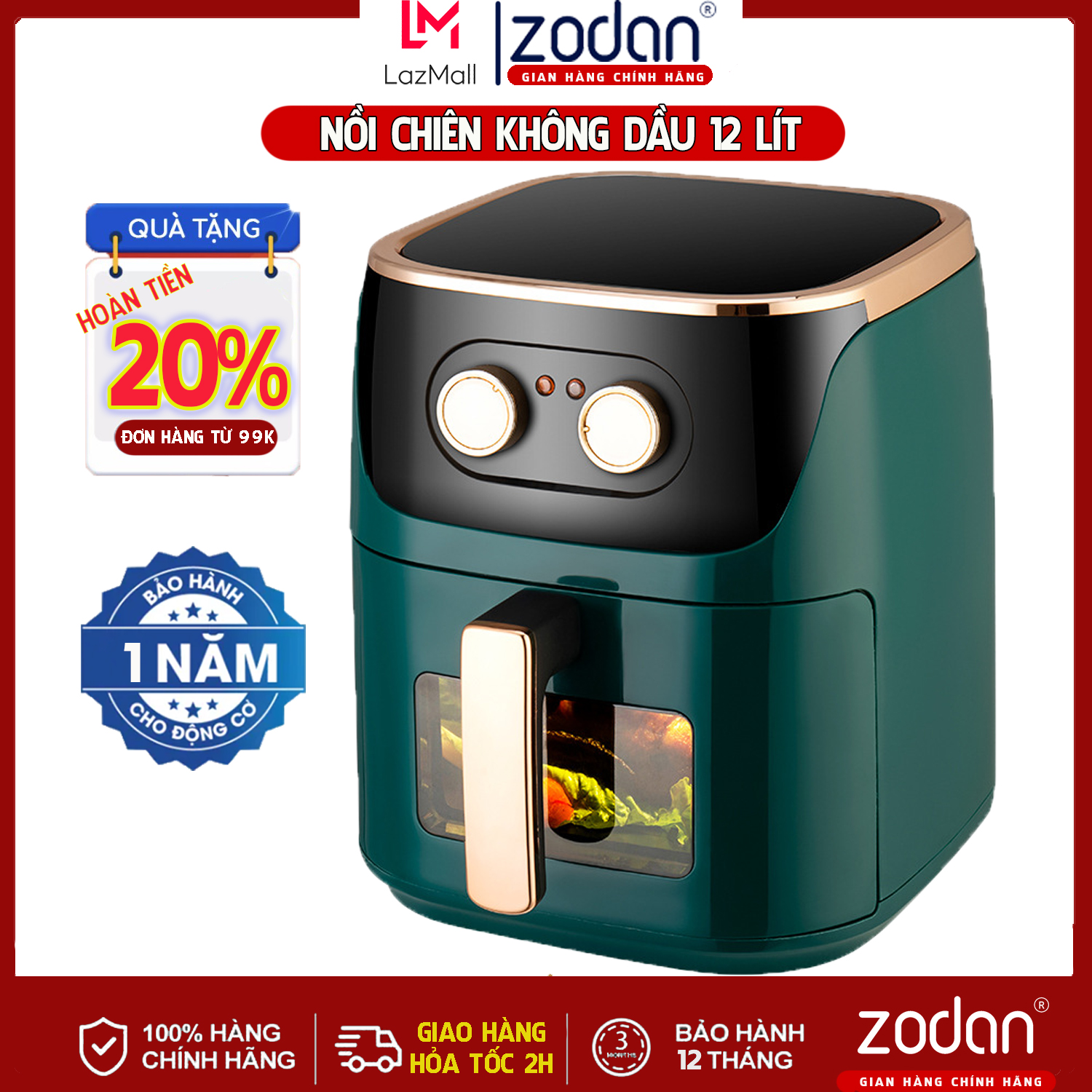 [HÀNG TỐT] Nồi Chiên Không Dầu CAMEL/ZODAN dung tích 7- 12L - BẢO HÀNH 1 NĂM, noi chien không dầu, nôi chiên không dầu, nôi chien không dầu, noi chien ko dầu, air fryer, lò chiên không dầu, nồi chien không dầu, lò nướng không dầu