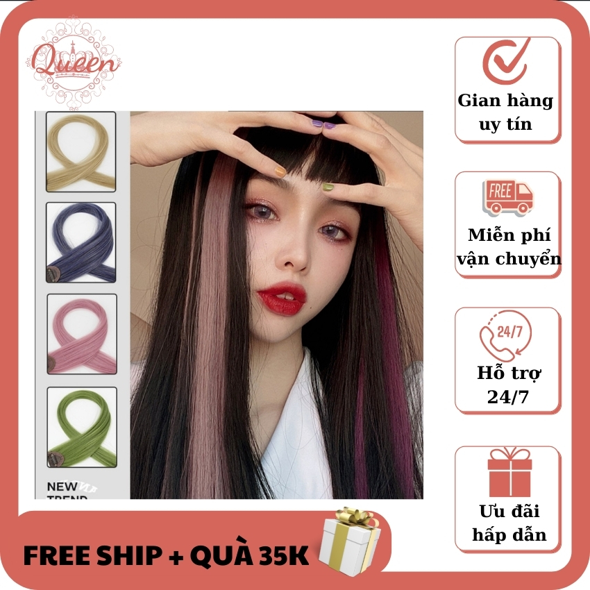QUEEN Tóc giả kẹp highlight nhiều màu 1 kẹp 1 màu