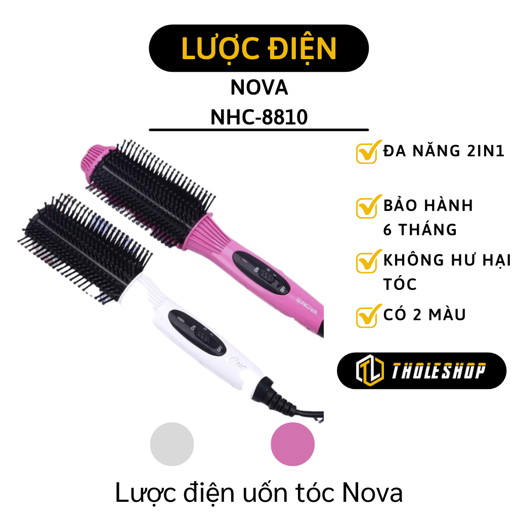 Lược điện 2in1 - ​lược điện uốn tóc đa năng nova nhc-8810 làm xoăn, uốn phồng, sấy cúp tóc 2651