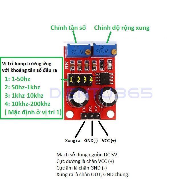 Mạch tạo xung NE555 - tặng dây kết nối  (Combo 5 hoặc 2 hoặc 1 chiếc  tùy chọn)