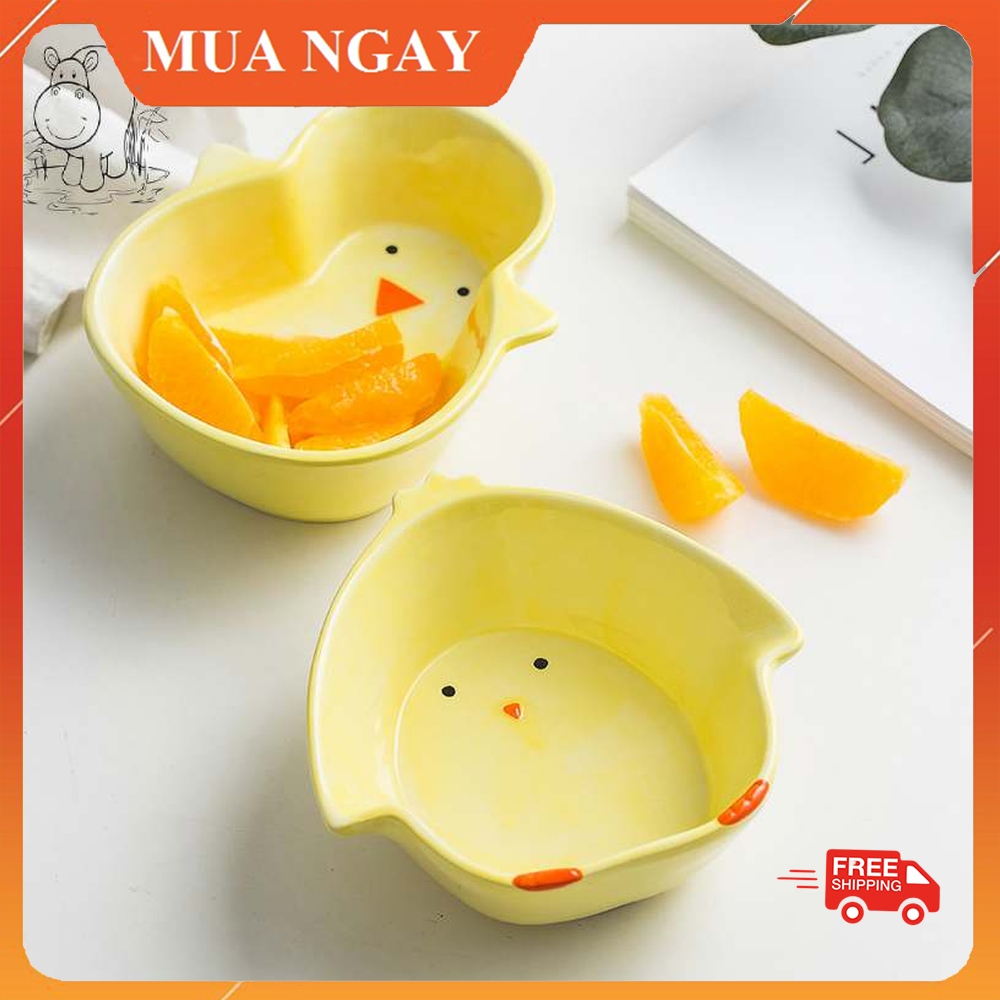 Bát ăn dặm gốm sứ cao cấp cho bé hình Gà đáng yêu KIDOTA