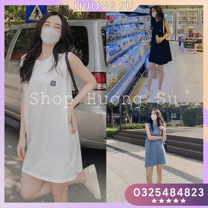 Váy sát nách logo đầu bò dáng suông Hương Su