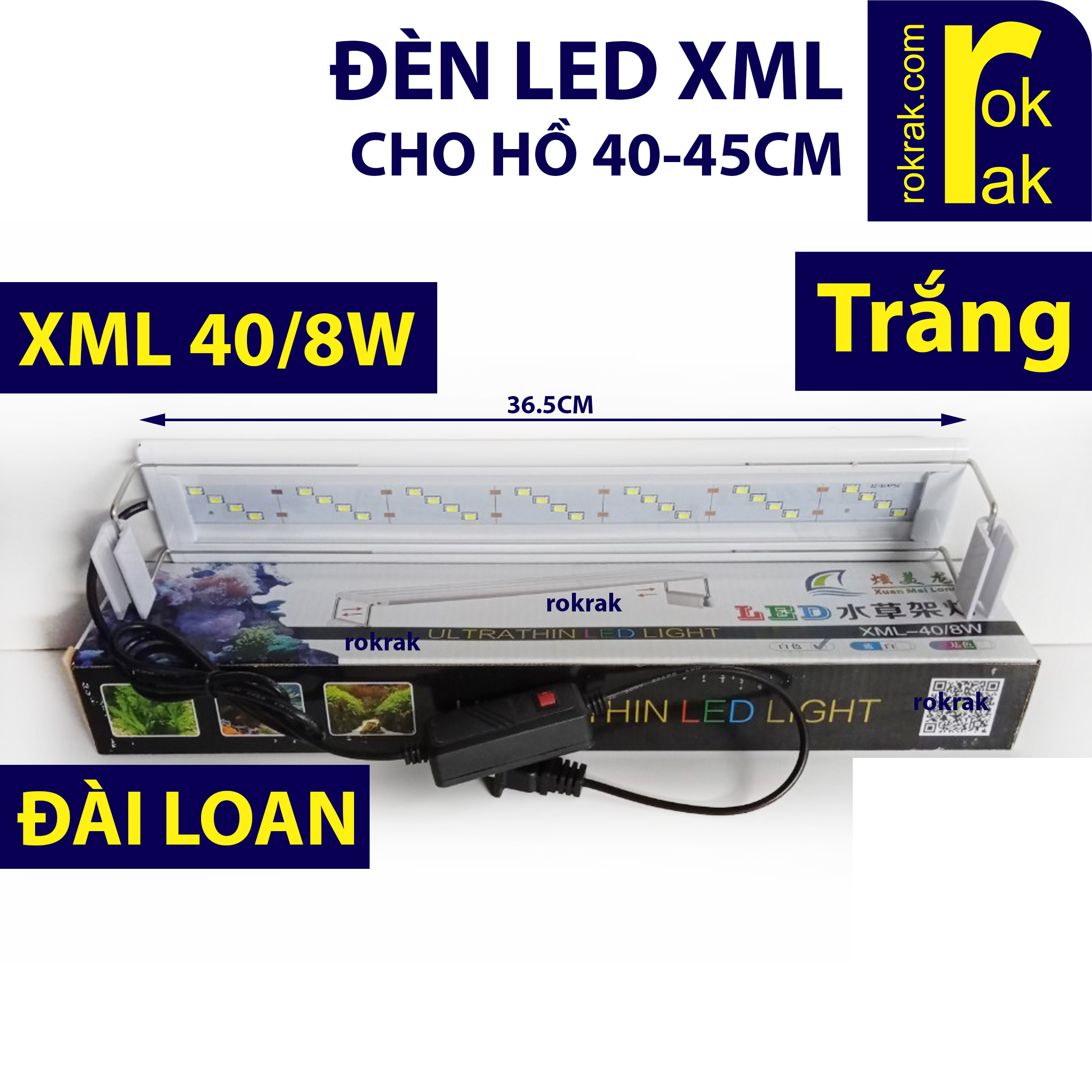 Led máng xml 40 trắng 8w xuan mei long cho hồ thủy sinh 40-45cm