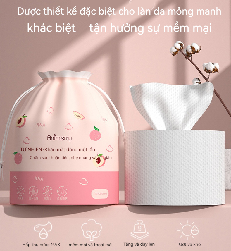 Khăn mặt dùng một lần, khăn giấy mềm bằng cotton, khăn giấy, khăn lau mặt, khăn lau mặt dạng cuộn, khăn lau mặt, khăn làm đẹp và tẩy trang, khô và ướt hai mục đích