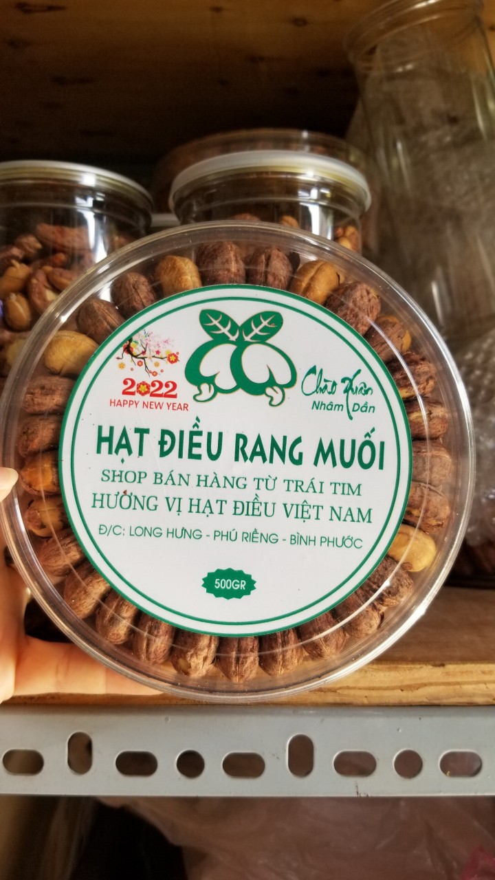 500gr hạt điều rang muối A Cồ Việt Xếp Hộp tròn , Bình Phước bao ngon