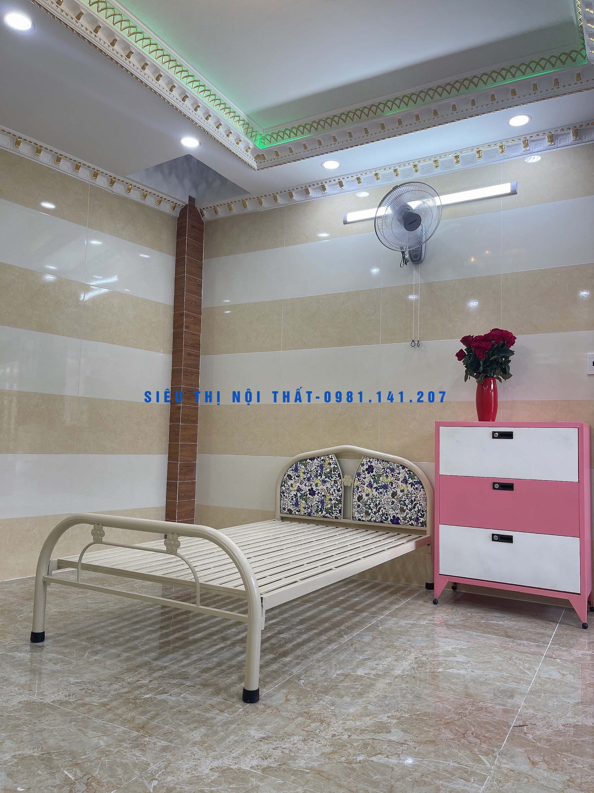 Giường sắt kiểu tròn kích thước 1m2 x 2m - Miễn phí vận chuyển lắp đặt HCM