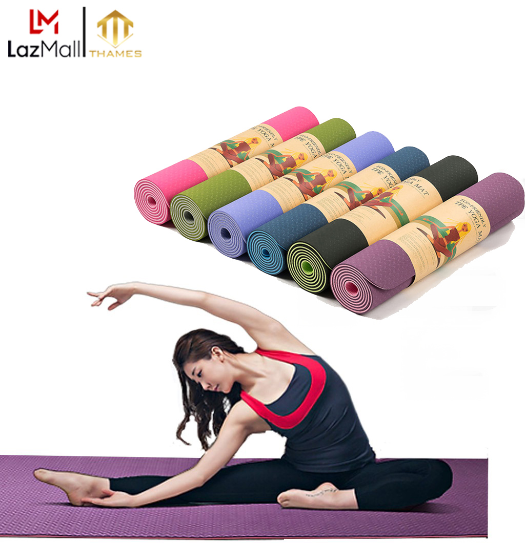 Thảm tập yoga 2 lớp, thảm tập yoga thames 6mm tpe chống trơn cao cấp, phù hợp với tập yoga, tập thể dục hoặc tập gym