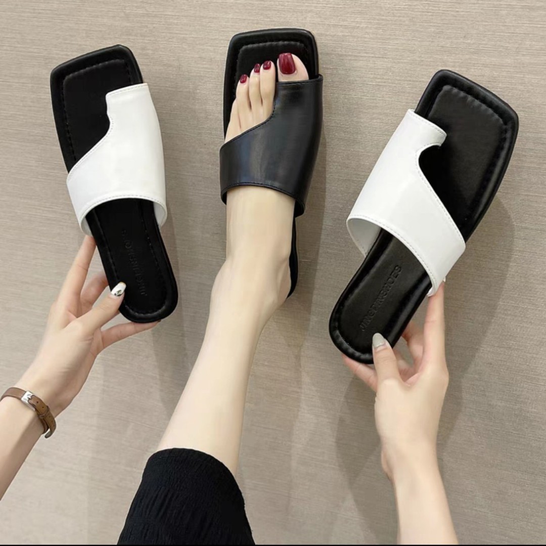 Combo 3 dép quai ngang bản to, dép xỏ ngón 2 màu basic - kiểu dép độc lạ mới 2023
