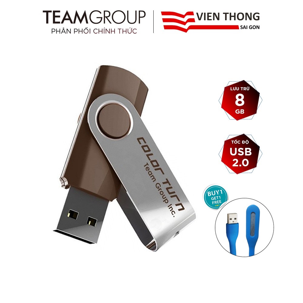 Usb 2.0 team group e902 8gb inc nắp xoay 360 tặng đèn led cổng usb - hãng phân phối chính thức