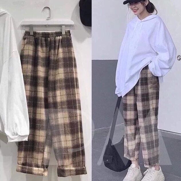 Mạnh Dũng Store 1 ảnh thật] Quần kẻ caro - Quần ống rộng - Quần kẻ caro xuông ống rộng...!!!