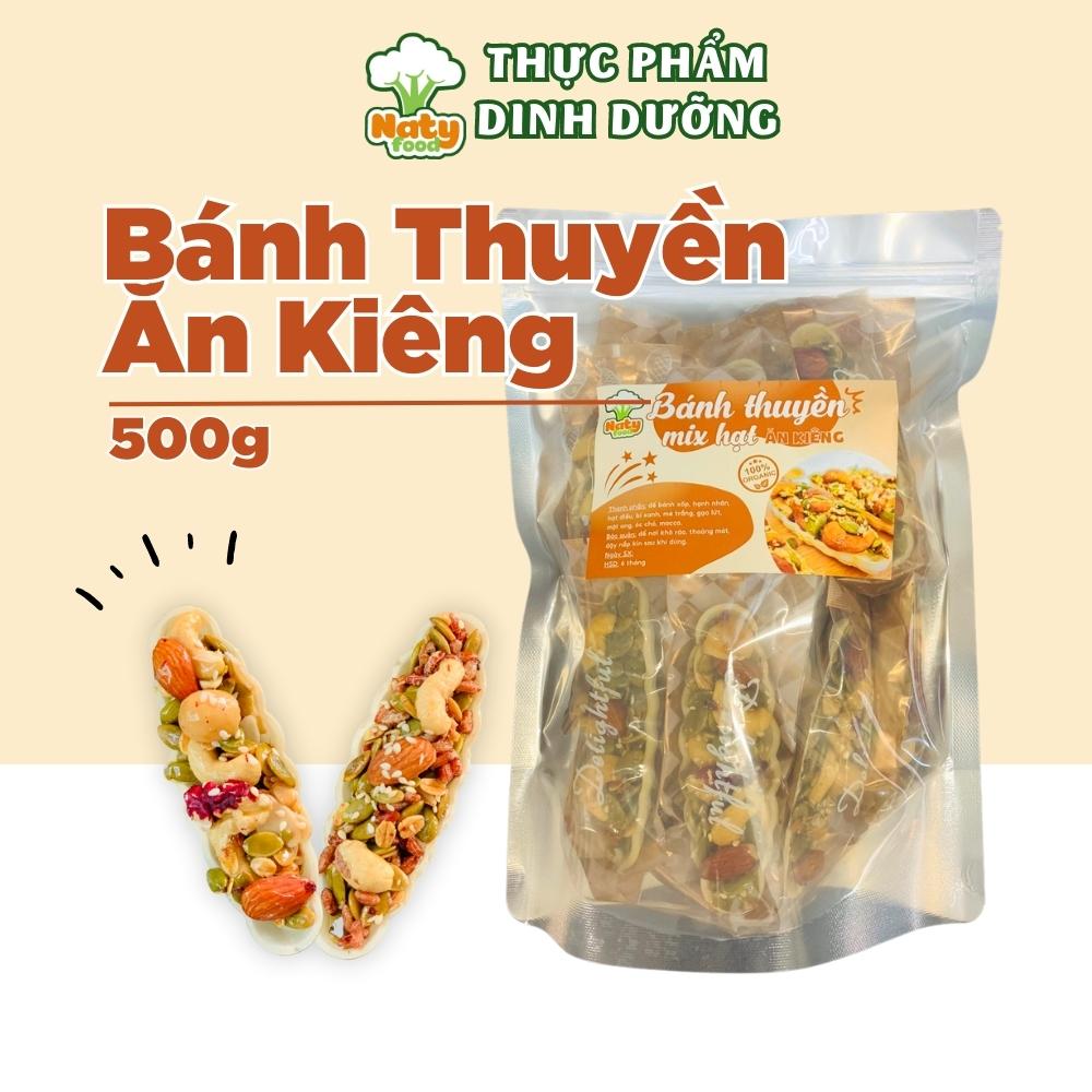Bánh thuyền mix hạt dinh dưỡng không đường 500g NATY FOOD bánh ngũ cốc gạo lứt mix hạt organic