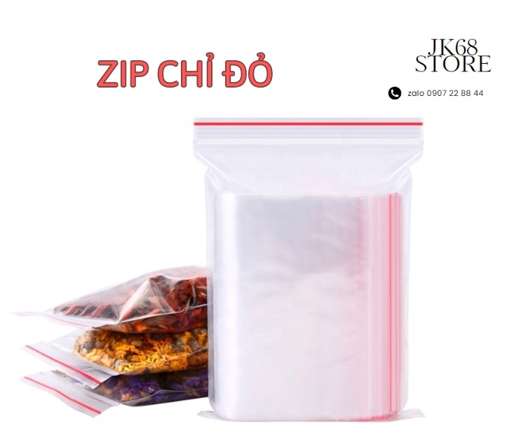 1kg túi zip chỉ đỏ