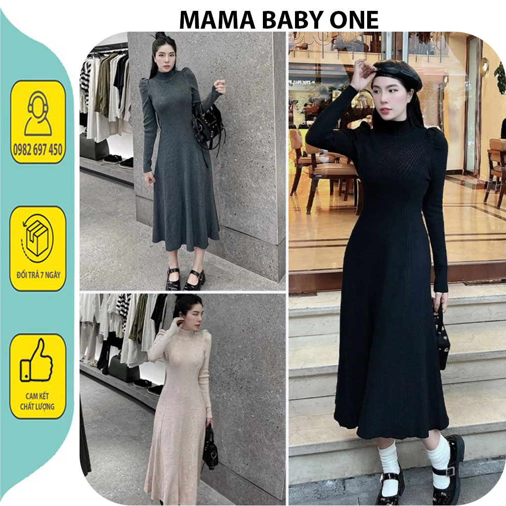 V627 ĐẦM VÁY LEN QUẢNG CHÂU THU ĐÔNG -ĐẦM BẦU THIẾT KẾ DÁNG DÀI CỔ 3 PHÂN MÀU SẮC SANG CHẢNH MẶC ĐI LÀM CHƠI FRESIZE