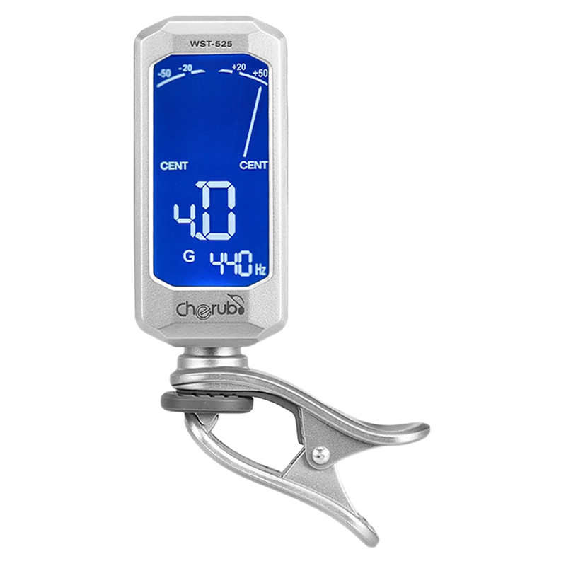 Cherub WST-525 Rotatable Clip-on Tuner Large Mini LCD Display for Chromatic Guitar Bass Violin Ukulele