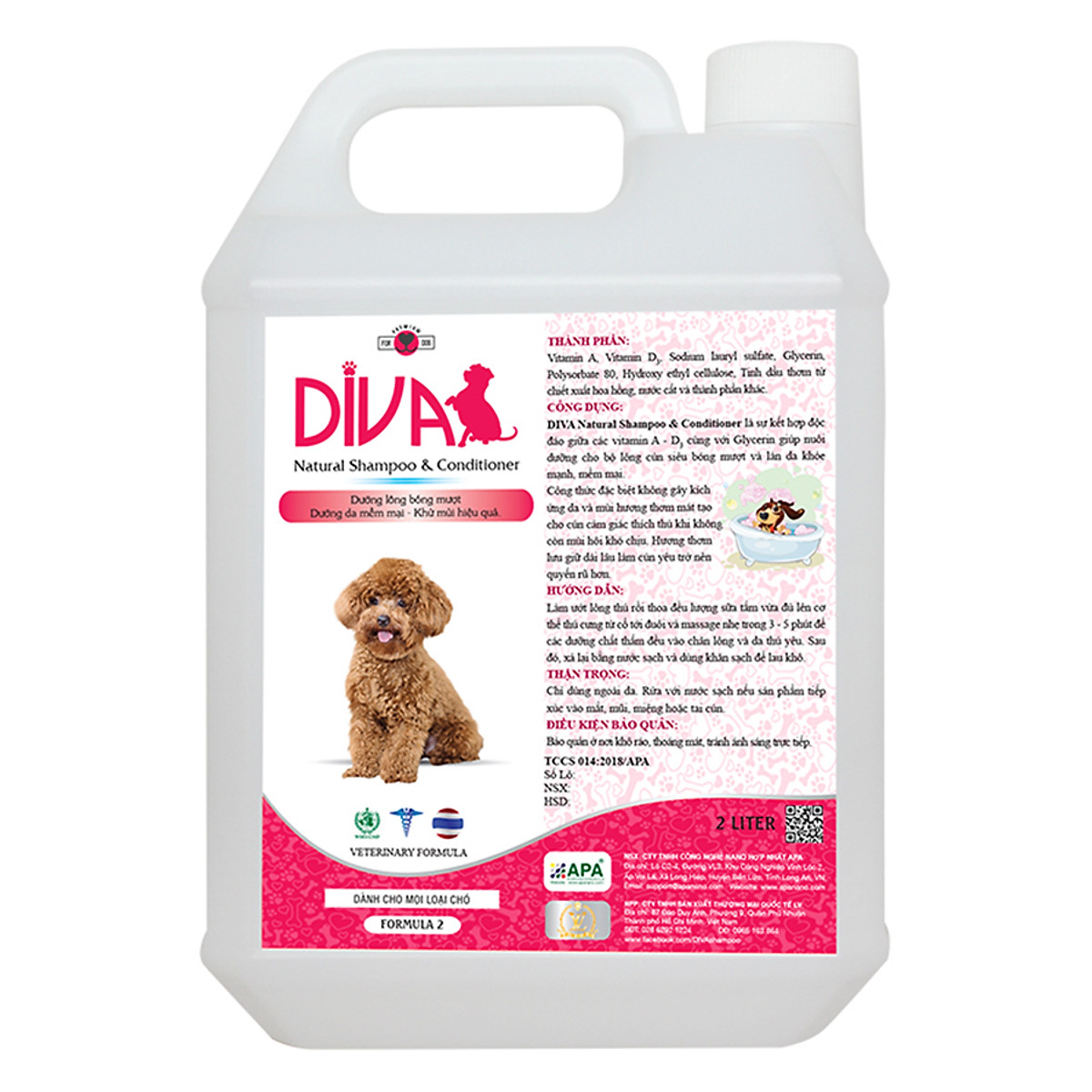 [HCM]Sữa tắm cho chó DIVA màu Hồng 2 Lít