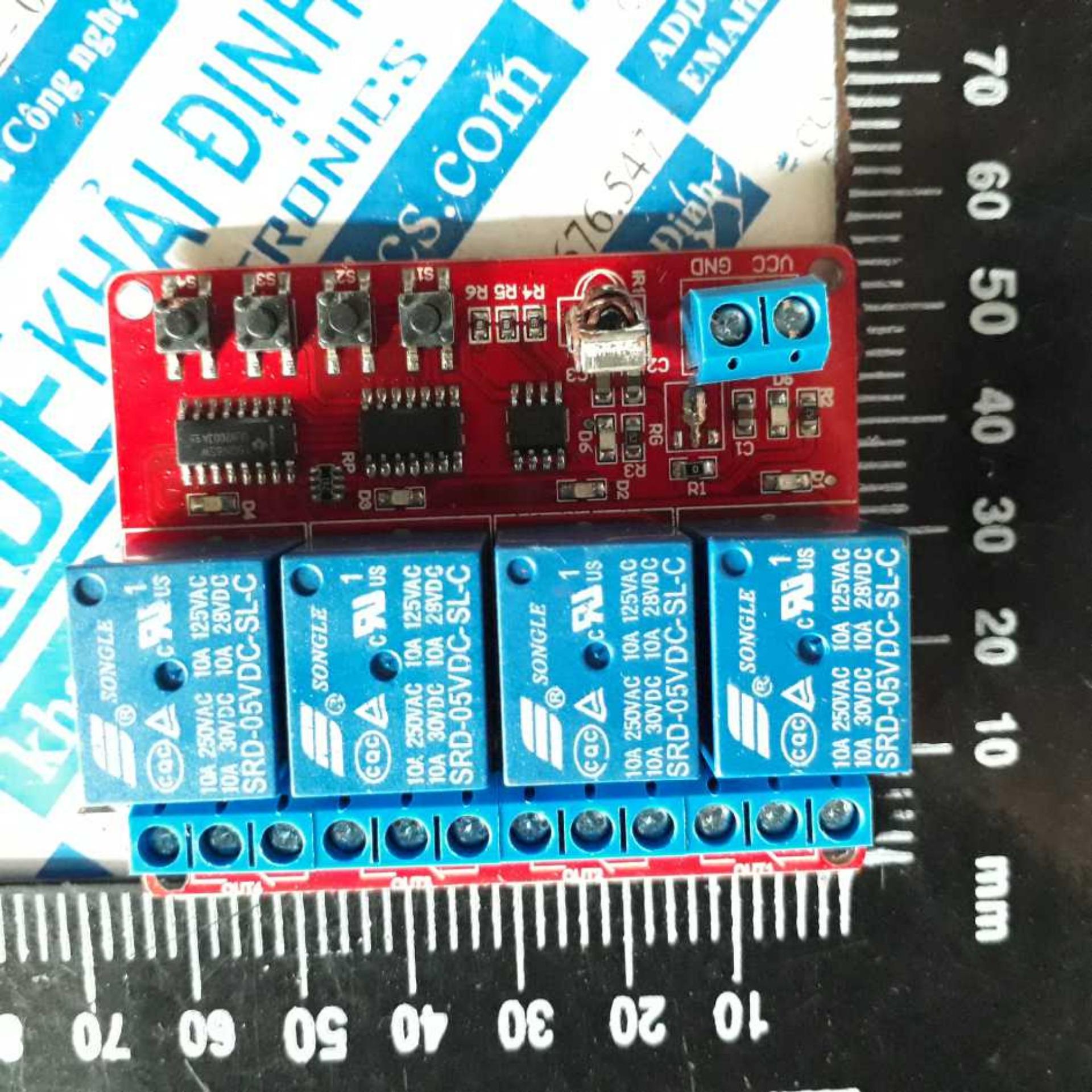 Module thu hồng ngoại tự học lệnh 4 relay 5v, 4 nút nhấn kde2823