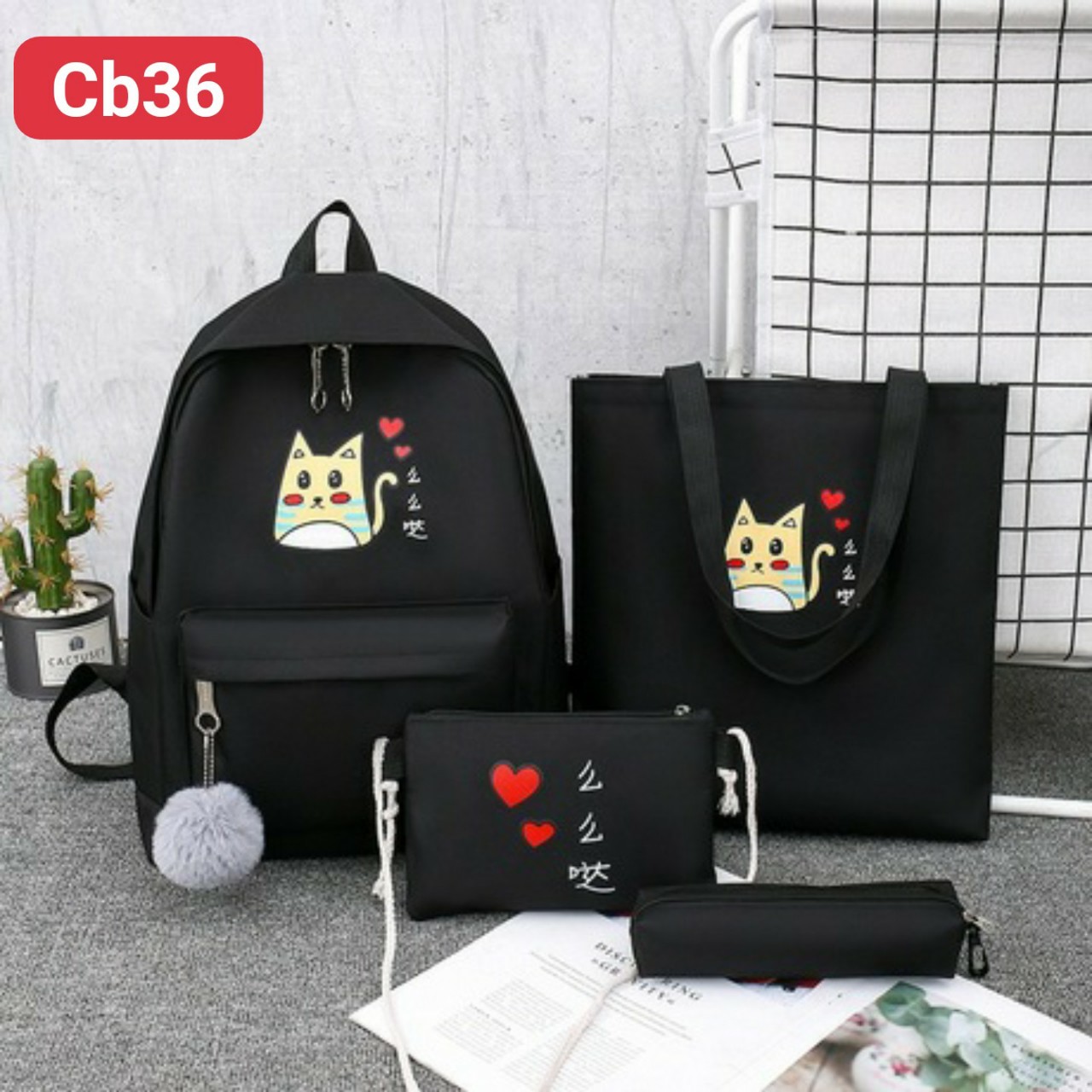 SET BALO NỮ 4 MÓN MÈO PIKACHU