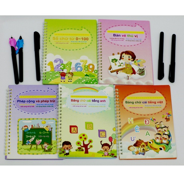 Combo 3 sét Bút, Ngòi, Đệm Viết + 5 tập 5 Tập Tô Tiếng Anh, Tiếng Việt