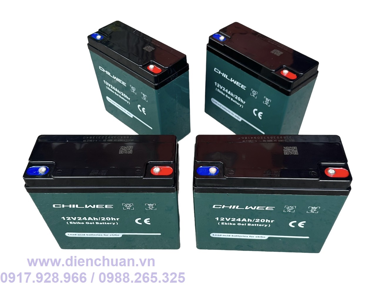 Bộ 4 bình ắc quy xe máy điện 48V 24Ah CHILWEE Thương hiệu nổi tiếng Trung Quốc