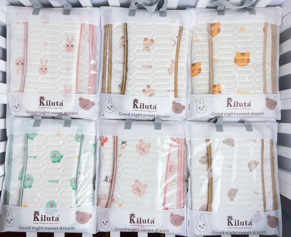 (MS252)Chiếu Điều Hoà Cao Su Non Tặng Kèm Gối Cho Bé In Hình KILUTA