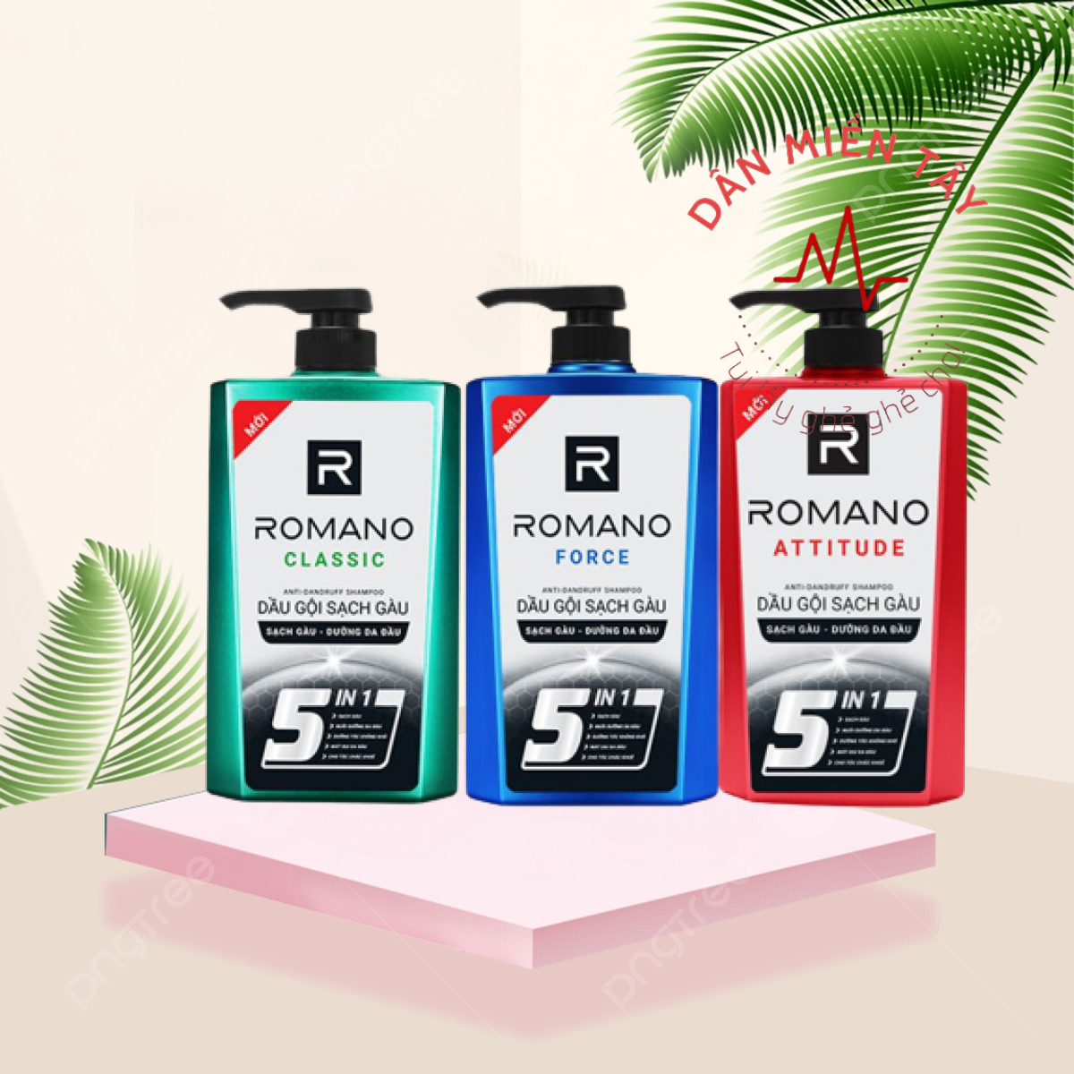 Dầu gội sạch gàu 5in1 Romano hương nước hoa Classic/ Force/ Attitude 650g - 3 mùi hương có sẵn