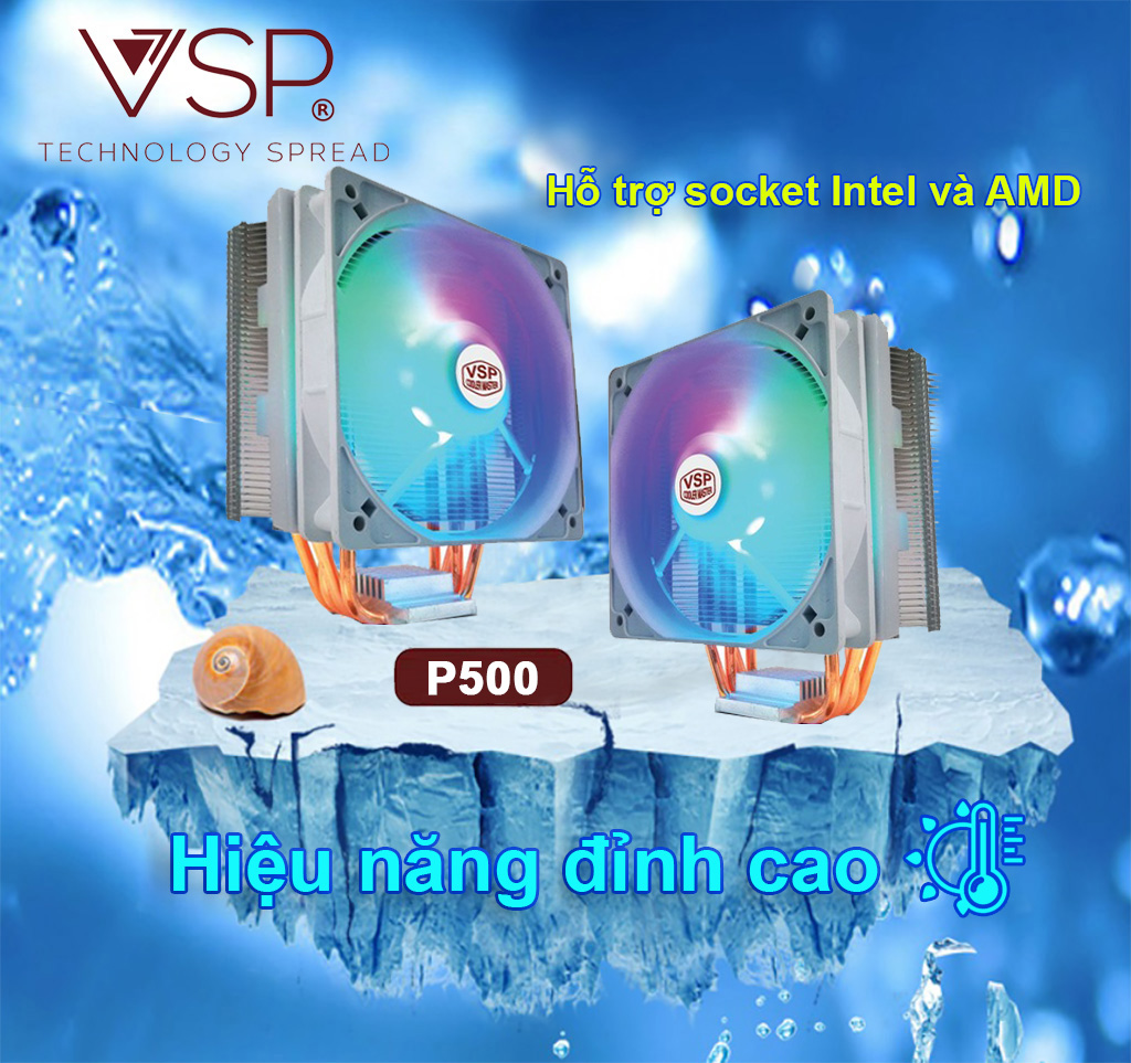 Quạt tản nhiệt cpu - fan vsp cooler master p500 12cm - sync led argb. hàng chính hãng. bảo hành 6t
