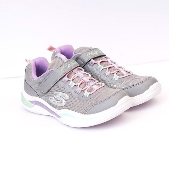 Giày skecher trẻ em quai dán ghi xám- glk47