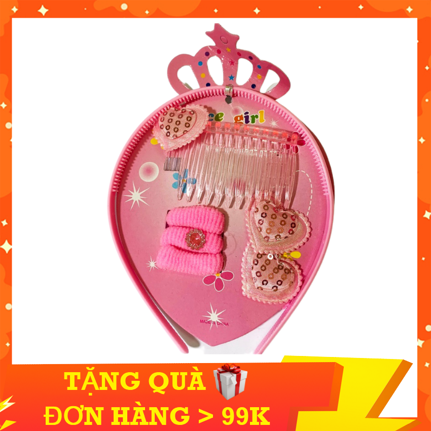 Đồ chơi trang điểm búp bê kingpower bộ trang trí tóc màu hồng xinh xắn