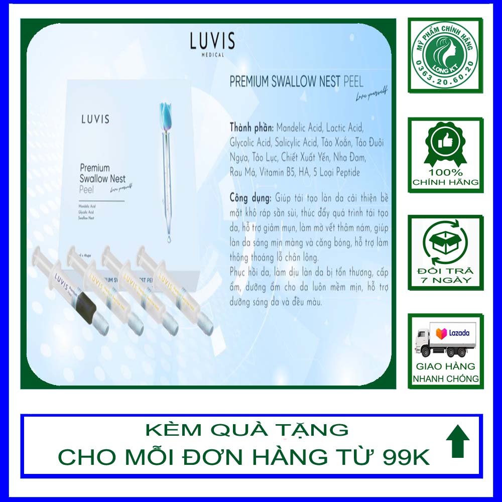 [Bà Lão→Luvis] Serum tái tạo da Mụn,Nám Premium Swallow Nest Peel – Peel Tảo Gai Luvis