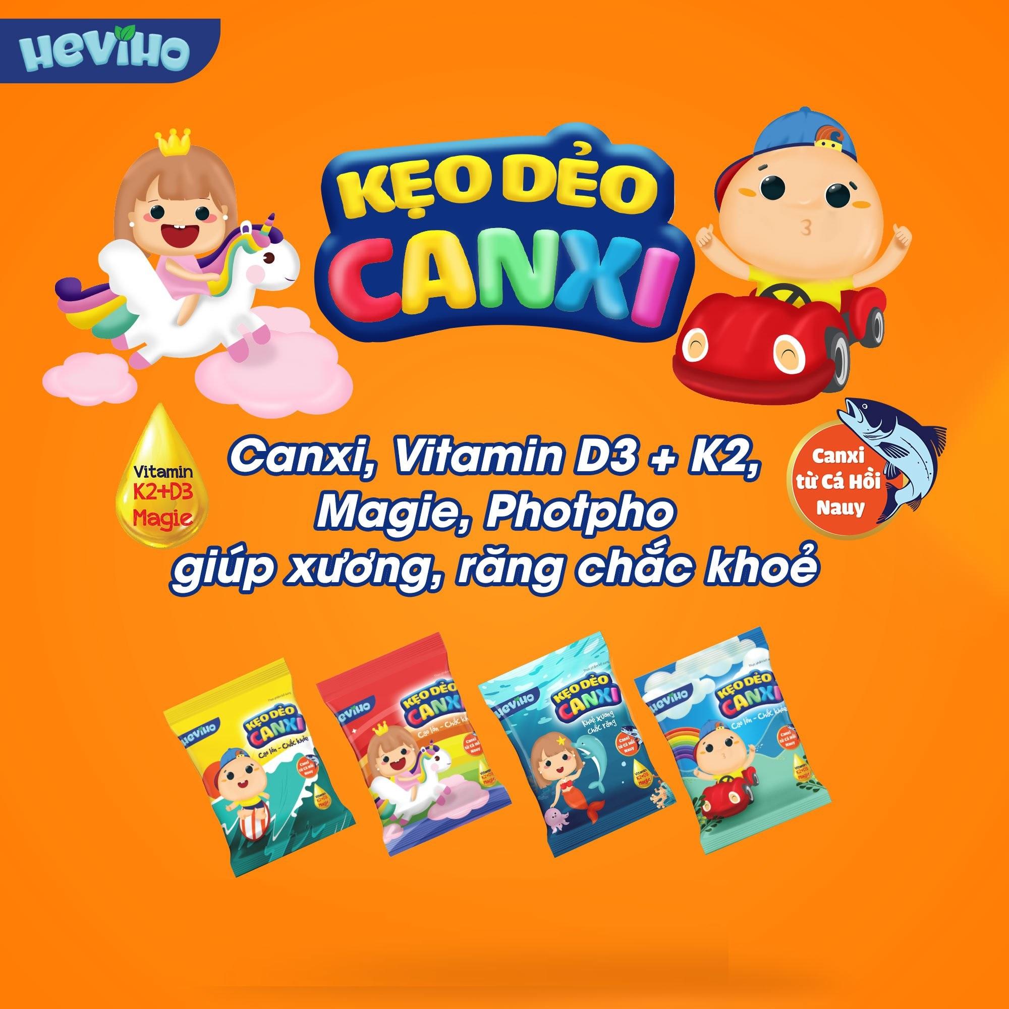 Kẹo dẻo canxi Heviho - Bổ sung canxi cho bé - Canxi từ cá hồi Nauy - Gói 30g