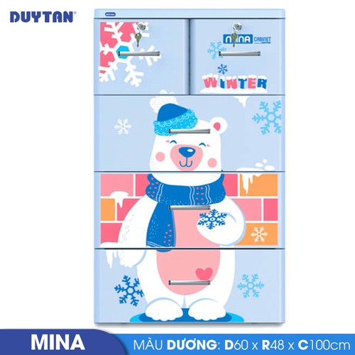 Tủ nhựa DUY TÂN Mina 4 tầng 5 ngăn (60 x 48 x 100 cm) - 42252 - Giao màu ngẫu nhiên