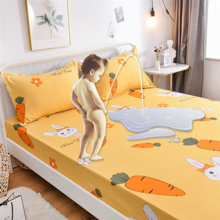Ga trải giường chống thấm cotton thun nano kháng khuẩn 2 lớp kích thước 1m8x2m chất lượng cao (dùng cho đệm dày dưới 11cm)