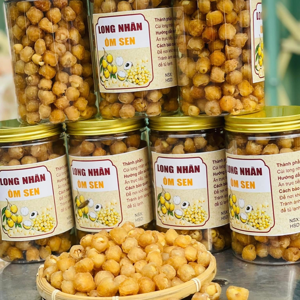  Long nhãn ôm hạt sen  bọc hạt sen  loại 1  500g 1kg  từ Long nhãn sấy khô Hưng Yên kết hợp hạt sen sấy giòn 